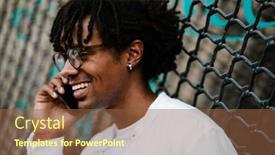  Presentation with chain link fence - Slide deck featuring young-african-american-man-smiling background and a tawny brown colored foreground