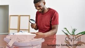  Presentation with laundry room - Theme with young-african-american-man-smiling background and a  colored foreground