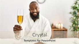  Presentation with african beauty - PPT theme with young-african-american-man-smiling background and a lemonade colored foreground