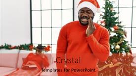  Presentation with african american dental - Slides enhanced with young-african-american-man-standing background and a red colored foreground