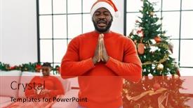  Presentation with christmas tree - PPT theme consisting of young-african-american-man-standing background and a red colored foreground
