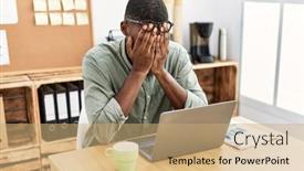  Presentation with stressed - Presentation design consisting of young-african-american-man-stressed background and a coral colored foreground