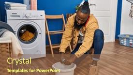  Presentation with laundry cloth - Presentation theme enhanced with young-african-american-man-talking background and a tawny brown colored foreground