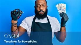  Presentation with tattoo - Beautiful slide set featuring young-african-american-man-tattoo backdrop and a ocean colored foreground