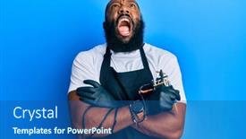  Presentation with tattoo - Presentation theme having young-african-american-man-tattoo background and a ocean colored foreground