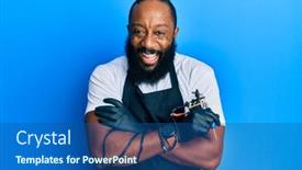  Presentation with tattoo - Cool new PPT layouts with young-african-american-man-tattoo backdrop and a ocean colored foreground