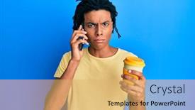  Presentation with drinking problem - Beautiful PPT layouts featuring young-african-american-man-using backdrop and a yellow colored foreground