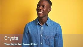  Presentation with denim - Colorful presentation enhanced with young-african-american-man-wearing backdrop and a ocean colored foreground