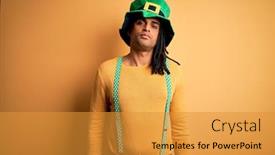  Presentation with simple green - Slide deck consisting of young-african-american-man-wearing background and a gold colored foreground