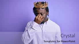  Presentation with king crown - Colorful PPT layouts enhanced with young-african-american-man-wearing backdrop and a light blue colored foreground