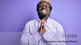  Presentation with king crown - Colorful presentation enhanced with young-african-american-man-wearing backdrop and a light blue colored foreground