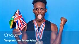  Presentation with proud american - Cool new presentation theme with young-african-american-man-wearing backdrop and a ocean colored foreground