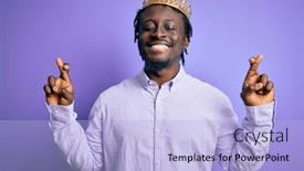  Presentation with king crown - Beautiful presentation theme featuring young-african-american-man-wearing backdrop and a light blue colored foreground