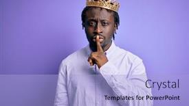  Presentation with king crown - PPT theme consisting of young-african-american-man-wearing background and a light blue colored foreground