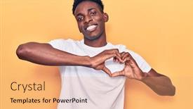  Presentation with american heart - Beautiful presentation theme featuring young-african-american-man-wearing backdrop and a coral colored foreground