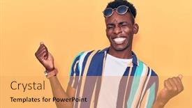  Presentation with summer celebration - PPT layouts consisting of young-african-american-man-wearing background and a yellow colored foreground
