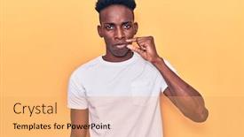  Presentation with lips mouth - Beautiful presentation design featuring young-african-american-man-wearing backdrop and a yellow colored foreground