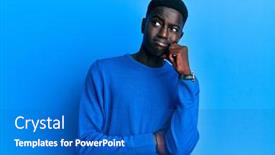  Presentation with ophthalmoscope african american models - PPT theme enhanced with young-african-american-man-wearing background and a cobalt blue colored foreground