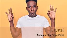  Presentation with african american mothers - PPT layouts having young-african-american-man-wearing background and a coral colored foreground