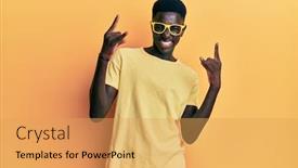  Presentation with music african american jazz musician - Beautiful PPT theme featuring young-african-american-man-wearing backdrop and a yellow colored foreground