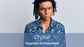  Presentation with 80s - Presentation theme with young-african-american-man-wearing background and a ocean colored foreground