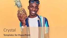 Presentation with pineapple - Slide set consisting of young-african-american-man-wearing background and a yellow colored foreground
