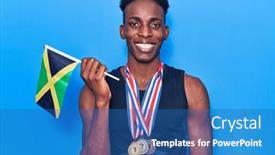  Presentation with jamaica - Colorful slide deck enhanced with young-african-american-man-wearing backdrop and a ocean colored foreground