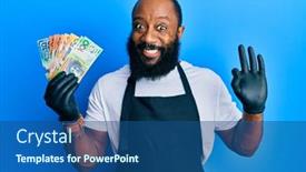  Presentation with australia - Presentation theme featuring young-african-american-man-wearing background and a ocean colored foreground