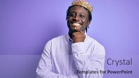  Presentation with king crown - Beautiful presentation theme featuring young-african-american-man-wearing backdrop and a light blue colored foreground