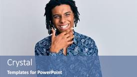  Presentation with 80s - Slide set consisting of young-african-american-man-wearing background and a ocean colored foreground