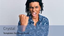  Presentation with 80s - Beautiful slide deck featuring young-african-american-man-wearing backdrop and a teal colored foreground