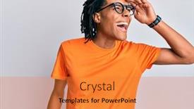  Presentation with far away - Amazing slide set having young-african-american-man-wearing backdrop and a gold colored foreground