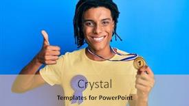 Presentation with medal - Colorful presentation enhanced with young-african-american-man-wearing backdrop and a yellow colored foreground