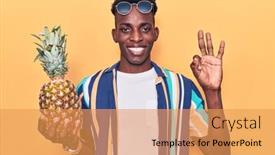  Presentation with pineapple - Amazing PPT theme having young-african-american-man-wearing backdrop and a yellow colored foreground