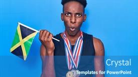  Presentation with jamaica - Presentation theme featuring young-african-american-man-wearing background and a ocean colored foreground
