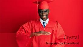  Presentation with graduation - PPT layouts featuring young-african-american-man-wearing background and a red colored foreground