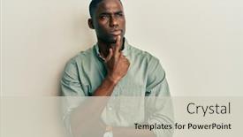  Presentation with african america - Presentation design having young-african-american-man-wearing background and a soft green colored foreground