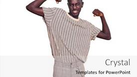  Presentation with proud american - Cool new PPT layouts with young-african-american-man-wearing backdrop and a light gray colored foreground