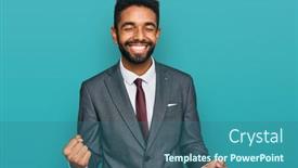  Presentation with african american business - Presentation theme featuring young-african-american-man-wearing background and a ocean colored foreground