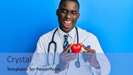  Presentation with american heart - Audience pleasing presentation theme consisting of young-african-american-man-wearing backdrop and a light blue colored foreground