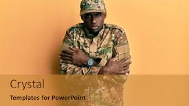  Presentation with african american talent show - Audience pleasing PPT theme consisting of young-african-american-man-wearing backdrop and a gold colored foreground