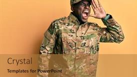  Presentation with african american - PPT theme featuring young-african-american-man-wearing background and a gold colored foreground