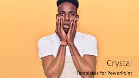  Presentation with sadness - Presentation theme with young-african-american-man-wearing background and a yellow colored foreground
