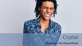  Presentation with 80s - Slide set enhanced with young-african-american-man-wearing background and a teal colored foreground