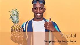  Presentation with pineapple - Audience pleasing PPT layouts consisting of young-african-american-man-wearing backdrop and a yellow colored foreground