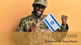  Presentation with israel flag - Amazing slide set having young-african-american-man-wearing backdrop and a gold colored foreground
