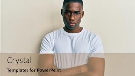  Presentation with african american - Slide set having young-african-american-man-wearing background and a coral colored foreground