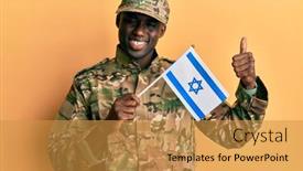  Presentation with israel flag - Theme enhanced with young-african-american-man-wearing background and a gold colored foreground