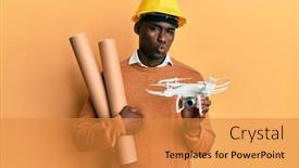  Presentation with american - Presentation theme consisting of young-african-american-man-wearing background and a gold colored foreground