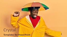  Presentation with african music - Presentation theme having young-african-american-man-wearing background and a gold colored foreground